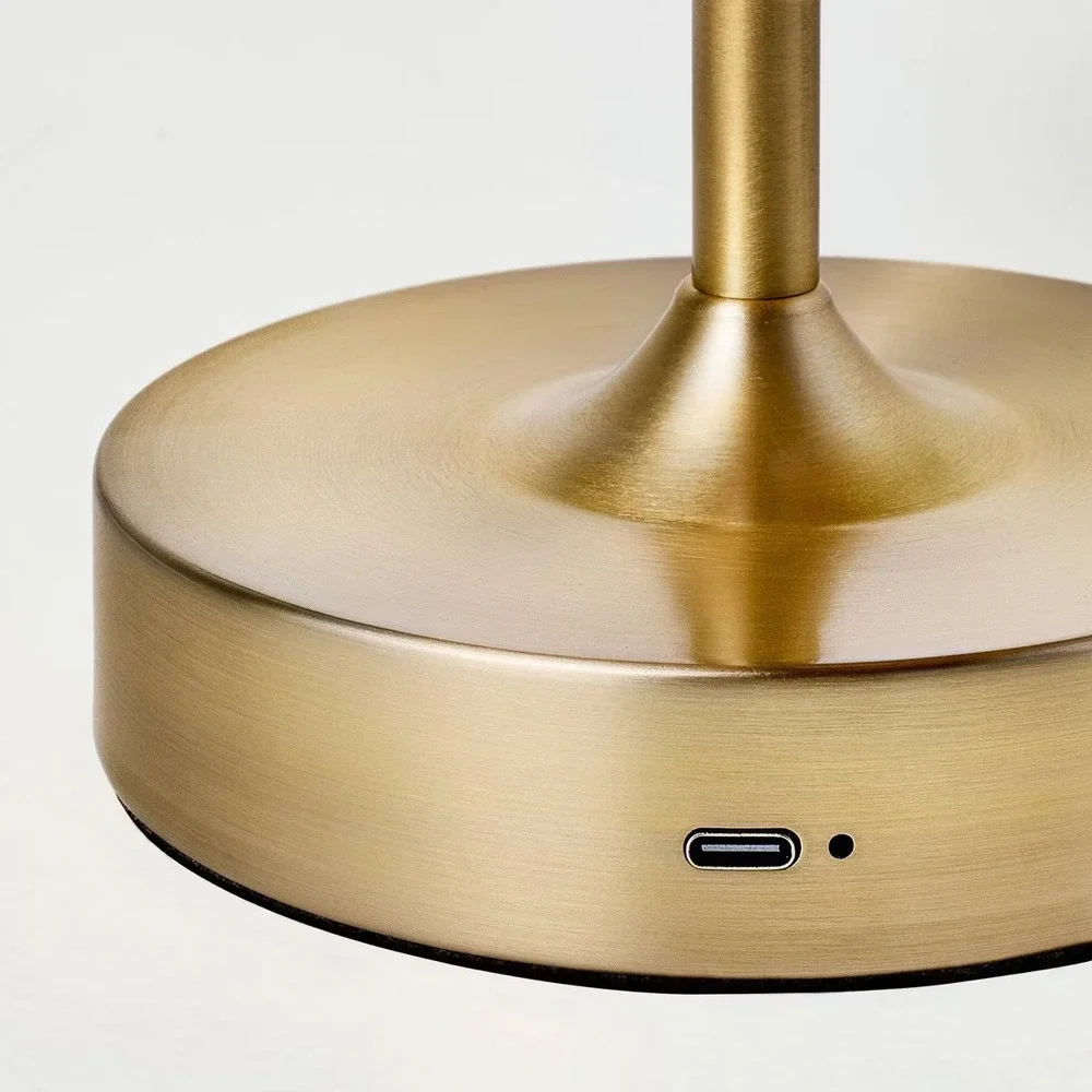 Cordless Woven Portable Table Lamp Brass - Hearth & Hand Magnolia, Target